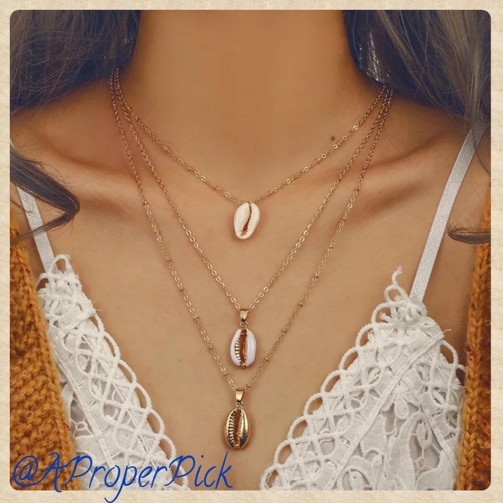 Layered Gilded Shell Beach Necklace